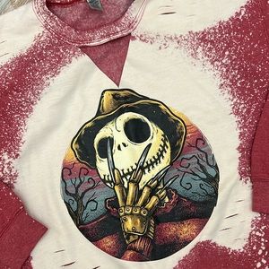 Distressed crewneck Jack Skellington x Freddy Kruger